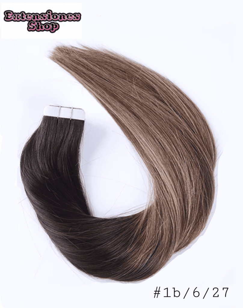 EXTENSIONES CABELLO HUMANO CALIFORNIANA ADHESIVAS LISO TONO 1b 6 27